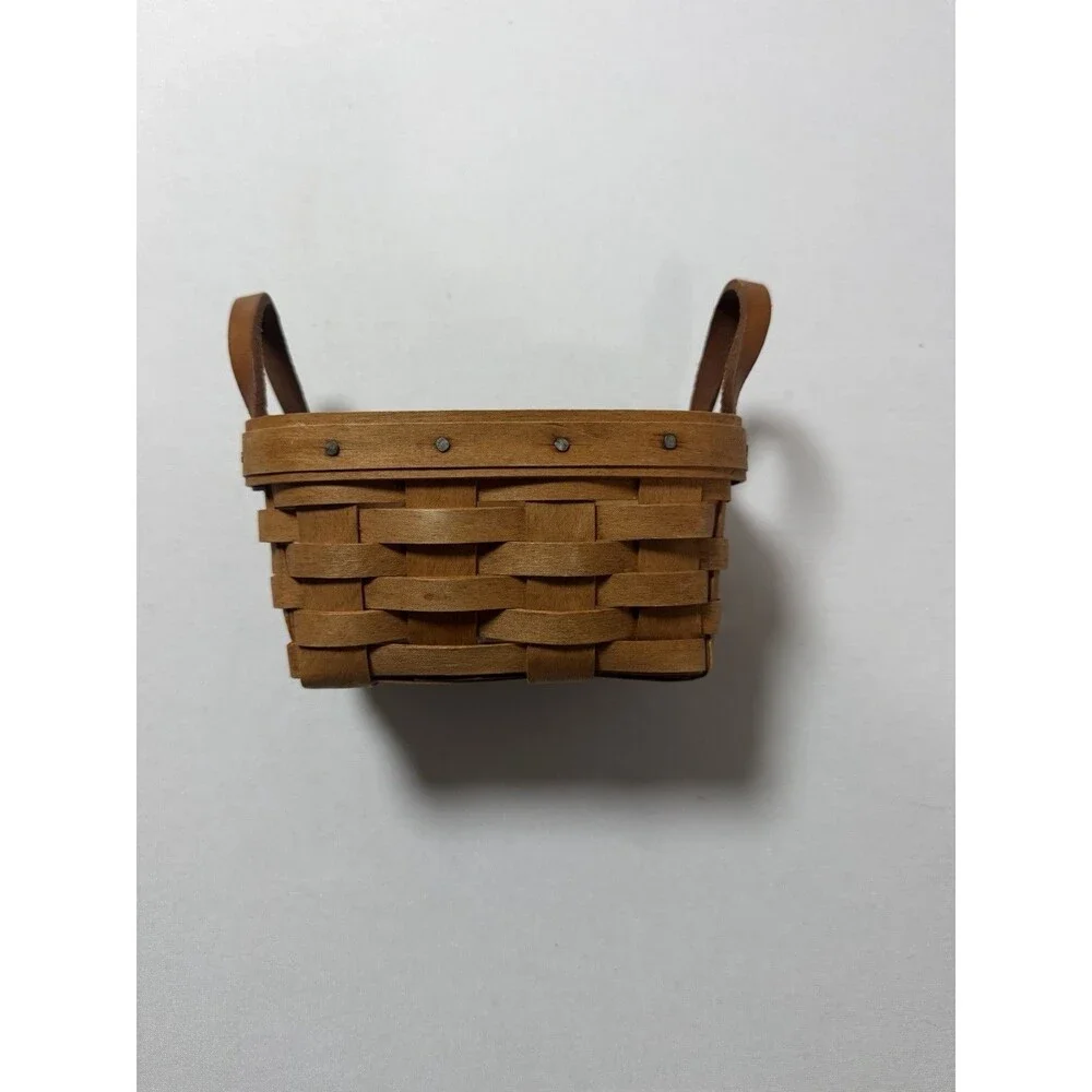 Longaberger Brown Wooden Basket 1992 Salt & Pepper Holder With Plastic Liner